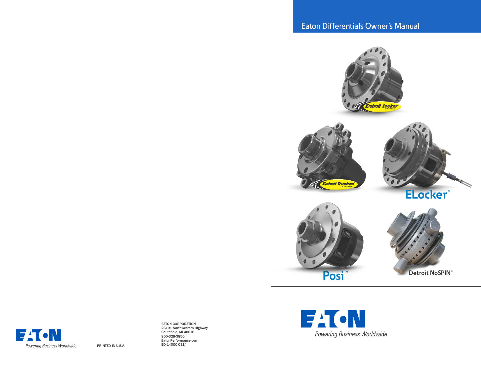 Eaton Differentials Owners Manual